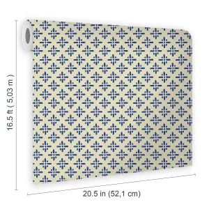 Joules Blue Geometric Smooth Wallpaper Sample