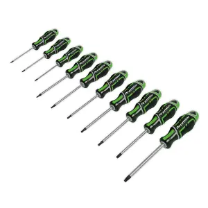 Sealey Screwdriver Set 10 Pieces TRX-Star GripMAX HiVis Green Hand Tool AK4324HV