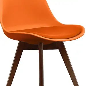 Soho Orange Plastic Dining Chair with Squared Dark Wood Legs