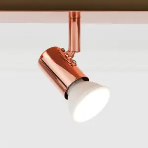 ValueLights Consul Copper Ceiling Bar Spotlight and GU10 Spotlight LED 5W Warm White 3000K Bulbs