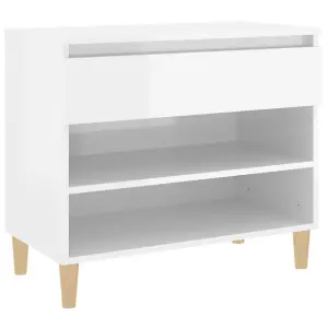 Berkfield Shoe Cabinet High Gloss White 70x36x60 cm Engineered Wood