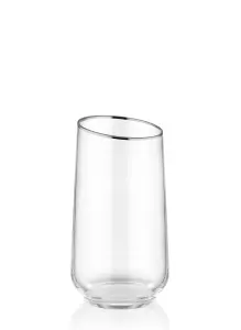 Rozi Gina Collection Slanted Highball Glasses, Set of 6 - Silver