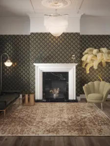 Arthouse Palm Palace Black & Gold Wallpaper