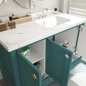 Kardelen 1200 mm Freestanding Single Bathroom Vanity with One Tap Hole Marble Basin Turquoise