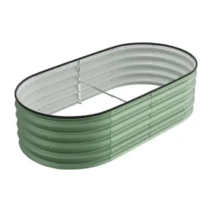 Light Green Oval Three-grid Metal Raised Bed Galvanized Raised Planter Box Outdoor Raised  Bed Kit Garden Raised Flower Bed 42cm H