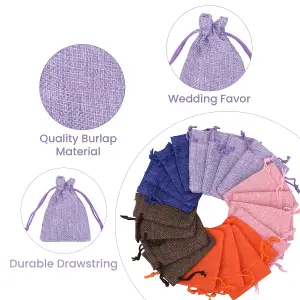 Neel Blue Set of 10pcs Burlap Gift Bag with Drawstring Small Candy Bags, Purple - 7x9cm