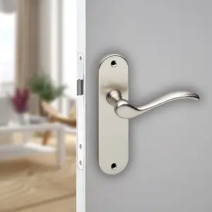 URBNLIVING 150mm Length 8 Pcs Geneva Metal & Satin Nickel Plain Lever Latch Door Handles Set