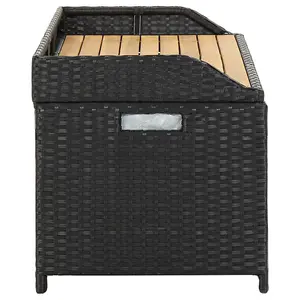 vidaXL Garden Storage Bench 120 cm Poly Rattan Black