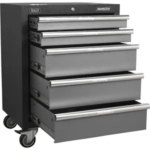 Versatile 650mm 5 Drawer Mobile Cabinet with Ball Bearing Slides and Swivel Castors