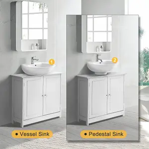 Pedestal Sink Storage Cabinet with 2 Doors Under Sink Cabinet - 60cm x 30cm x 60cm