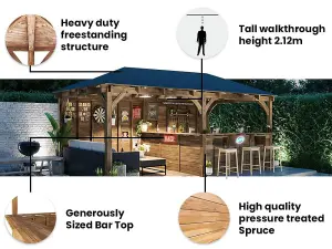 Dunster House Garden Bar 6m x 3m Wooden Outdoor Pub Shed Leviathan Back Wall