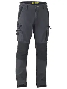 BISLEY WORKWEAR FLX & MOVE STRETCH UTILITY CARGO TROUSER WITH KEVLAR KNEE PAD POCKETS CHARCOAL 32S