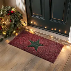 Christmas Star PVC Spaghetti Doormat 60cm x 40cm