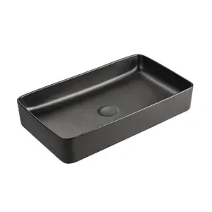 Geller Matt Black Ceramic Rectangular Counter Top Basin (W)600x(D)380mm