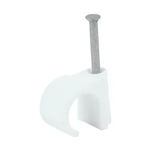 Timco - Round Cable Clips - White (Size To fit 14.0mm - 100 Pieces)