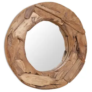 Berkfield Decorative Mirror Teak 60 cm Round