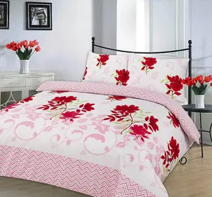 Bethany Floral Print Quilt Reversible Duvet Cover Set With Matching Pillow Cases