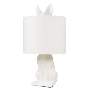 Chesnut Ceramic Hare 48cm Table Lamp White / No