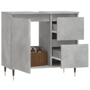 Berkfield Bathroom Cabinet Concrete Grey 65x33x60 cm Engineered Wood