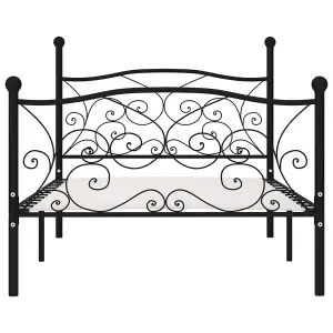 Berkfield Bed Frame with Slatted Base Black Metal 100x200 cm