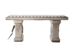 Cute Straight Stone Garden Bench