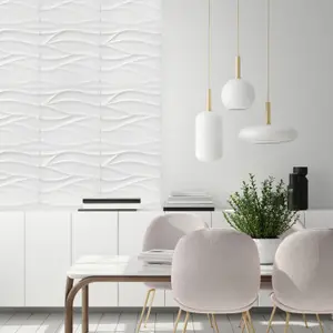 3D Wall Panels Adhesive Included - 6 Sheets Cover 16.15ft²(1.5m²) Interior Cladding Panels - Wavy Wave Effect Design Matte White