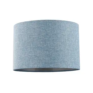 Contemporary and Sleek Blue Nova Plain Linen Fabric Drum Lamp Shade 60w Maximum