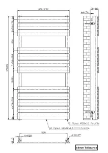 Rinse - Minimalist Heated Towel Rail Radiator Bathroom Flat Panel Black 1200 x 600mm Modern Central Heating Space Saving Radiator