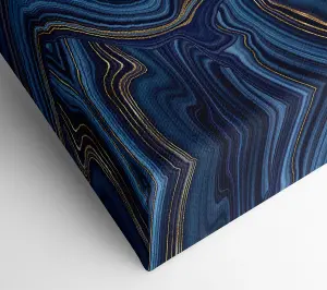 Blue And Gold Marble Canvas Print Wall Art - Medium 20 x 32 Inches