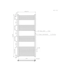 Wiest Straight Heated Towel Rail Radiator Bathroom Ladder Warmer White / 140cm H x 60cm W x 3cm D