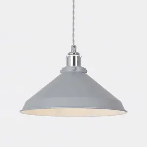 First Choice Lighting Set of 2 Maxwell Flint Grey Chrome Ceiling Pendant Lights