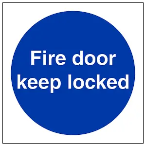 FIRE DOOR KEEP LOCKED Safety Sign - 1mm Rigid Plastic - 100 X 100mm