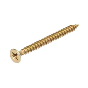 Goldscrew PZ Flat countersunk Yellow-passivated Carbon steel Screw (Dia)5mm (L)60mm, Pack of 100