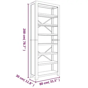 Berkfield 7-Tier Bookcase 80x30x200 cm Solid Wood Acacia