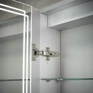 Sensio Harlow Wall-mounted Illuminated Mirrored Bathroom Cabinet with shaver socket (W)600mm (H)700mm