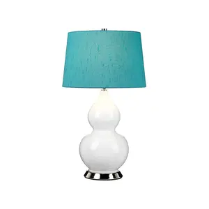 Luminosa Isla Table Lamp with Round Tapered Shade, Polished Nickel, White, Teal