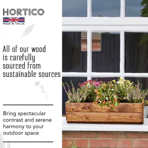 Set of 2 HORTICO™ Wooden Planter, 51cm Long Window Box, Garden Trough Planter, Outdoor Plant Pot Made in the UK H16 L51 W18 cm, 8L