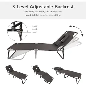 Garden sun lounger with Padded Headrest and Face Hole