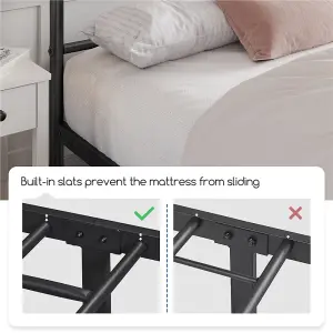 Yaheetech Black 5ft King Metal Bed Frame with Cloud-inspired Design Headboard