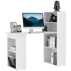 HOMCOM 120cm Modern Computer Desk Bookshelf Writing Table Workstation 6 Shelves