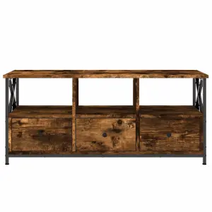 Berkfield TV Cabinet Smoked Oak 102x33x45 cm Engineered Wood&Iron