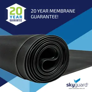 SkyGuard Rubber Roof Kit For Garden Rooms & Outbuildings, EPDM Membrane, Trims & Adhesives (2.8m x 3m)