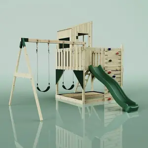 Rebo PolarPlay Kids Climbing Tower & Playhouse - Swing Kari Green