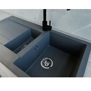 Liquida ELL15GR 1.5 Bowl Comite Reversible Inset Grey Kitchen Sink With Wastes