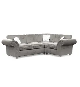 Windsor Silver Small Corner Sofa - Silver Feet