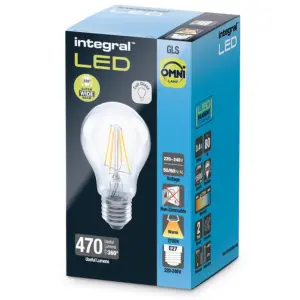 3.4W LED Omni Filament GLS Bulb: 470lm, Warm White 2700K, Non Dimmable: 4 Pack