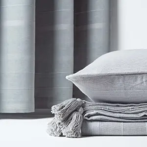 Homescapes Cotton Rajput Ribbed Silver Grey Throw, 150 x 200 cm