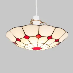 ValueLights Tiffany Style Traditional Red And Cream Pendant Light Shade