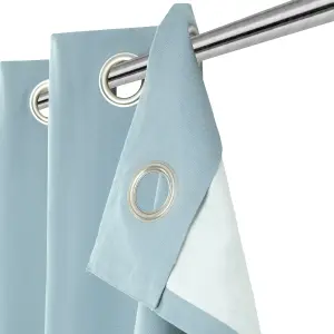 Hiva Light blue Solid dyed Lined Eyelet Curtain (W)167cm (L)228cm, Pair