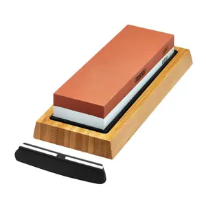 Draper Double Sided Whetstone Sharpening Stone with Non-Slip Base and Angle Guide, 1000/6000 Grit  23949